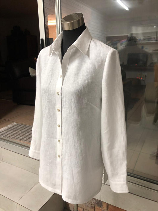 Linen Tailored Shirt with Collar & Cuffs