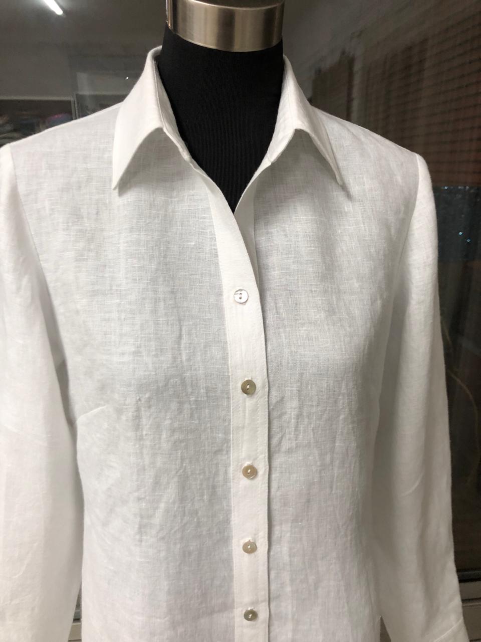 Linen Tailored Shirt with Collar & Cuffs