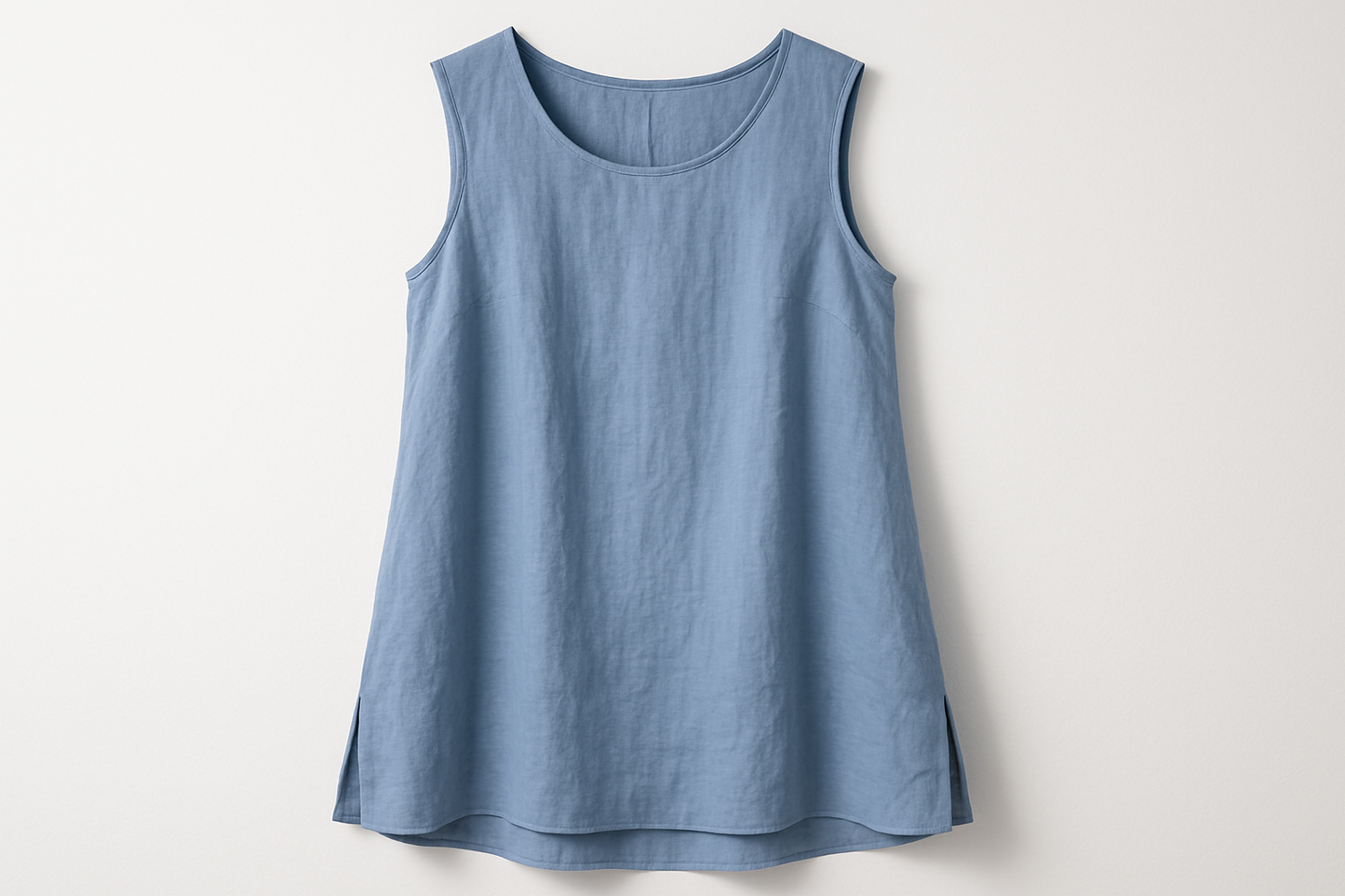 Blue linen sleeveless tunic top