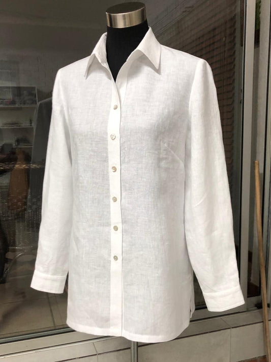 Linen Tailored Shirt with Collar & Cuffs
